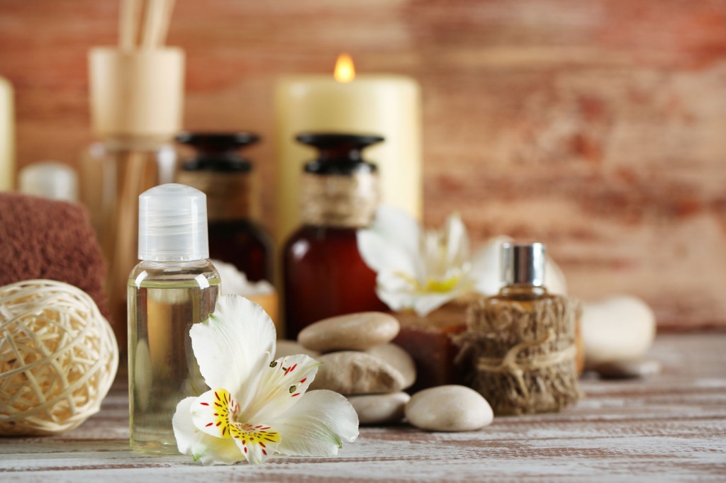 37364601 - composition of spa treatment on wooden background